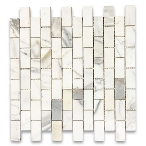 Calacatta Gold Marble 1x2 Medium Brick Mosaic Tile Honed Calacatta