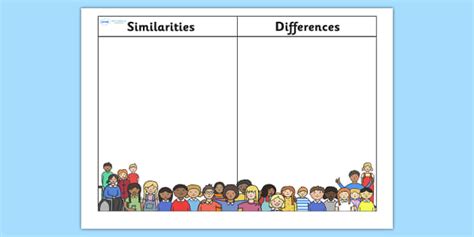 Similarities And Differences Table Similarities Differences