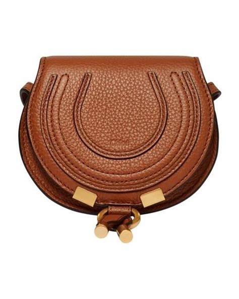 Chloé Leather Marcie Nano Saddle Bag in Tan Natural Lyst
