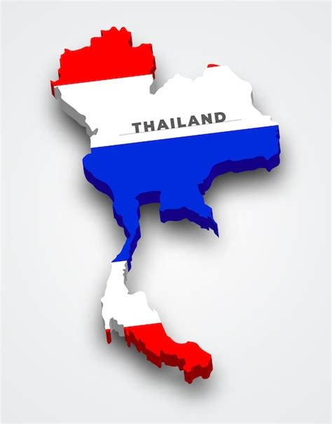 Premium Vector Thailand 3d Map With Flag
