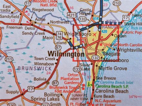 Map Image Of Wilmington North Carolina 1 Stock Image Image Of