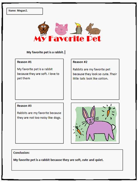 Opinion Writing Template My Favorite Pet K 5 Computer Lab