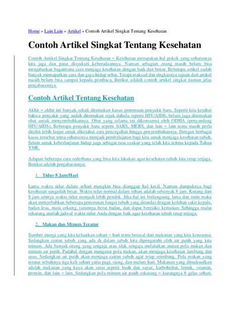 14 Contoh Artikel Yang Benar Dan Menarik