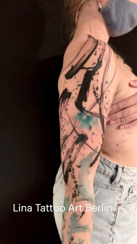 Abstract Brushstroke Sleeve Lina Tattoo Art Berlin Sleeve Tattoos