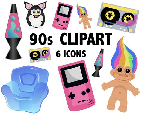 90s Clipart Retro Digital Icons For 90s Parties And Printable