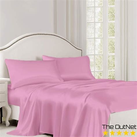 Pink 4 Piece Bed Sheets Set Hotel Luxury Soft 100 Silk