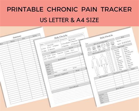 Printable Chronic Pain Tracker Daily Pain Journal Pain Log Fibromyalgia Etsy