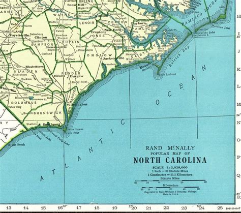 North Carolina State Map Vintage 1944 Map Of North Carolina Etsy