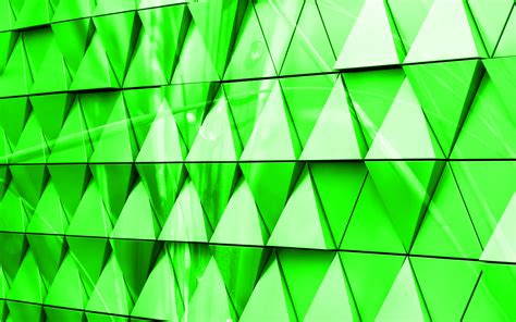 Download Wallpapers Green 3d Triangle Background 4k Green 3d