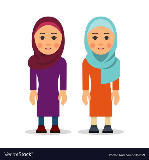 Muslim Woman Or Arab Cartoon Character Royalty Free Vector
