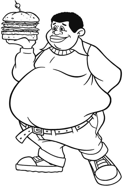 Fat Albert Boy Bring Big Burger Coloring Pages Kids Play Color