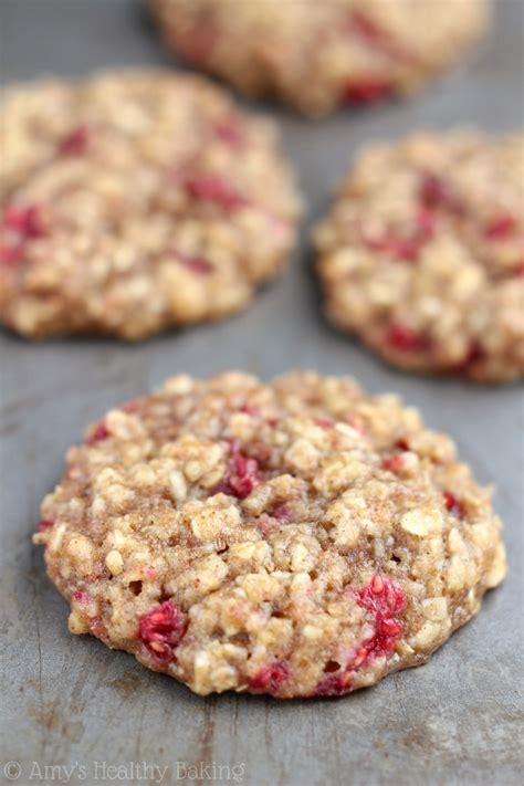 Add flour mixture, stir until it forms a ball; Healthy Raspberry Oatmeal Cookies {Recipe Video!} | Amy's ...