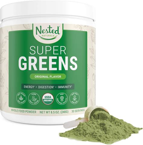 Nested Naturals Super Greens Green Superfood Powder Booster Promote
