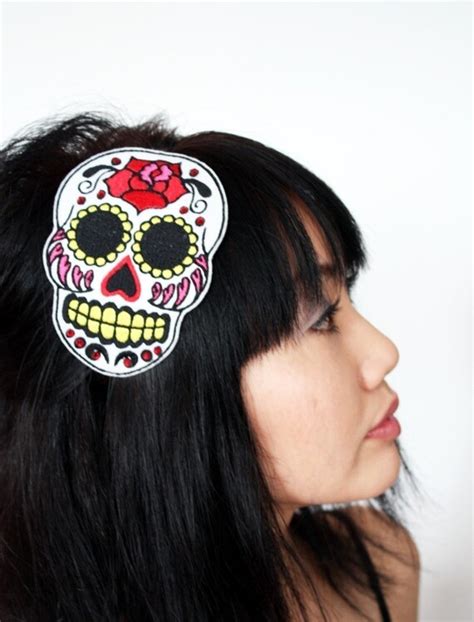 Sugar Skull Headband Dia De Los Muertos In White By Janinebasil