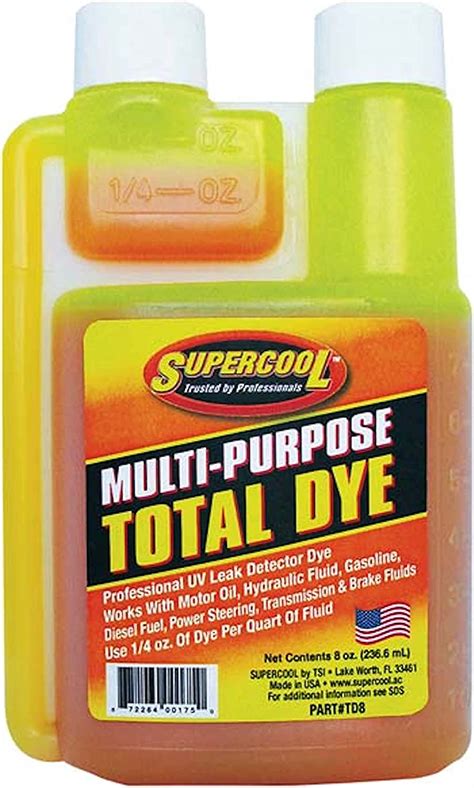 Supercool Uv Fluid Leak Detection Dye 8 Oz Orange Tint