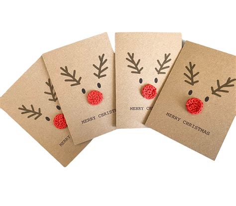 Handmade Christmas Crochet Cards Rudolf Reindeer Nose Card Etsy