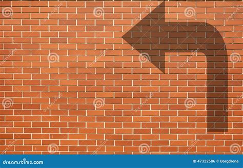 Brick Wall Grunge Background With Arrow On Brick Wall Stock Photo