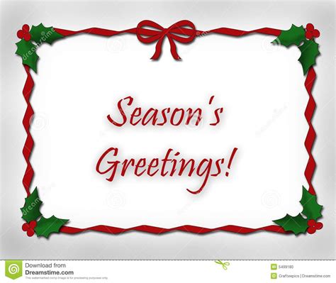 Seasons Greetings And Ribbon Stock Photo Image 5499180