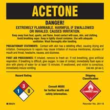Acetone Labels Hazard Rating Shipping Classification Labels Brady