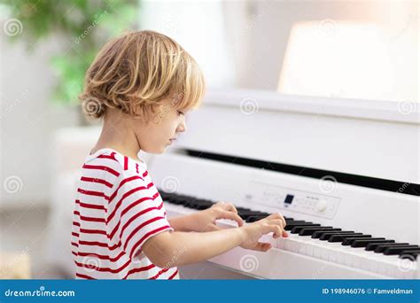Child Playing Piano Kids Play Music Stock Photo Image Of People