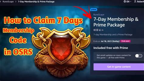 How To Claim Prime Gaming Osrs 7 Days Membership 7 Days Membership