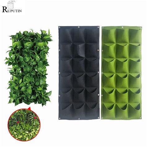 Wall Mount Hanging Planting Bags Home Supplies Multi Pockets Green Grow