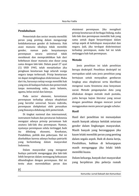 SOLUTION: Kesetaraan gender di indonesia - Studypool