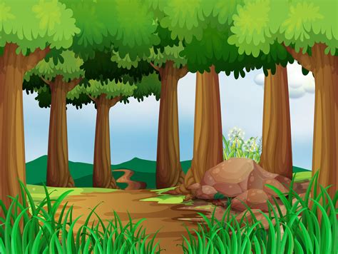 Nature scene with hiking track in the forest 418933 Vector Art at Vecteezy