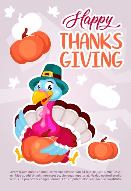 Premium Vector Happy Thanksgiving Day Poster Template Turkey With