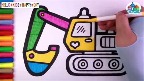 How To Draw A Excavators Bulldozer Drawing Painting And Coloring