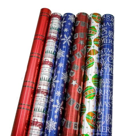 Bundle Of 6 Rolls Of 30 Premium Foil Traditional Merry Christmas