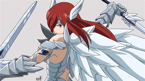 The upper part of this armor only consists of a small, revealing breastplate that extends along her hips. Erza heaven's wheel armor : fairytail
