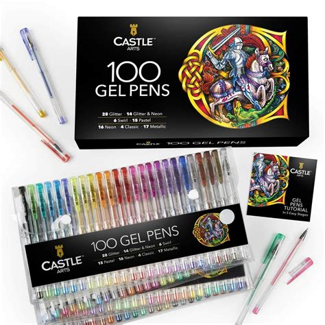 Castle Art Supplies 100 Gel Pen Set With Case For Adult Coloring Books
