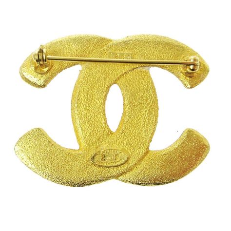 Chanel Metal Gold Thick Cc Charm Pin Lapel Brooch In Box For Sale At