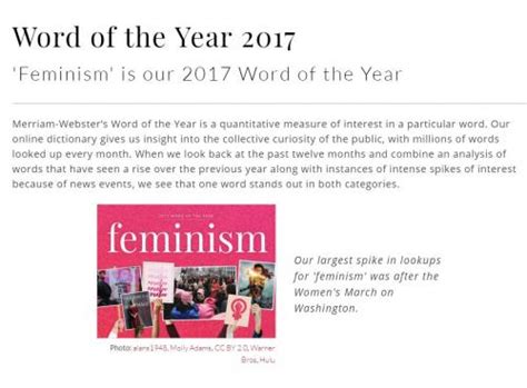 Merriam Webster Word Of The Year 2017 Feminism Womens Gender And