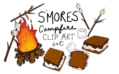 Hand Drawn S Mores Clip Art Set Digitally Drawn Clip Art Smores Clip Art Campfire Clip Art