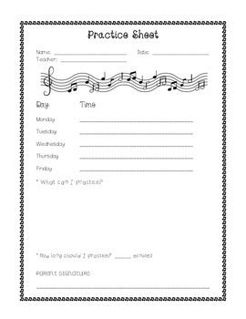 Dear parents ten hours basic level program with practice and. Music Practice Sheet by The Differentiated Teacher Mommy | TpT