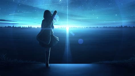 1336x768 resolution lonely anime girl in sunset hd laptop wallpaper wallpapers den