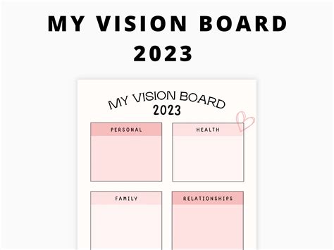 Vision Board Printable Vision Board Template New Year Goals Etsy