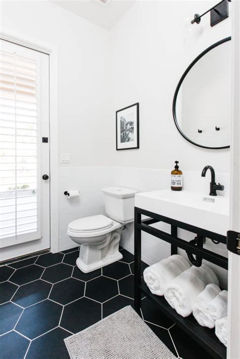 Black Hexagon Tile Bathroom Floor Flooring Ideas