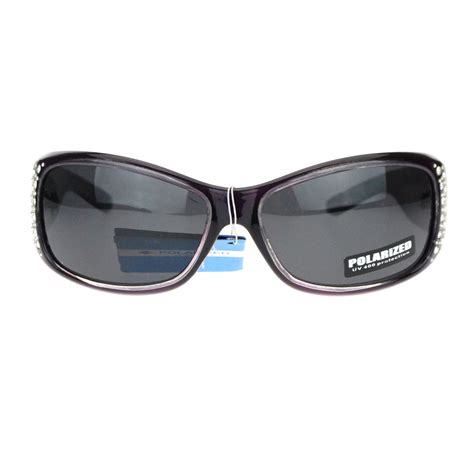 Uv 400 Polarized Lens Womens Rhinestone Rectangular Sunglasses Sunglasses