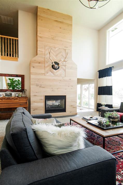Light Wood Fireplace Surround In Eclectic Living Room Hgtv