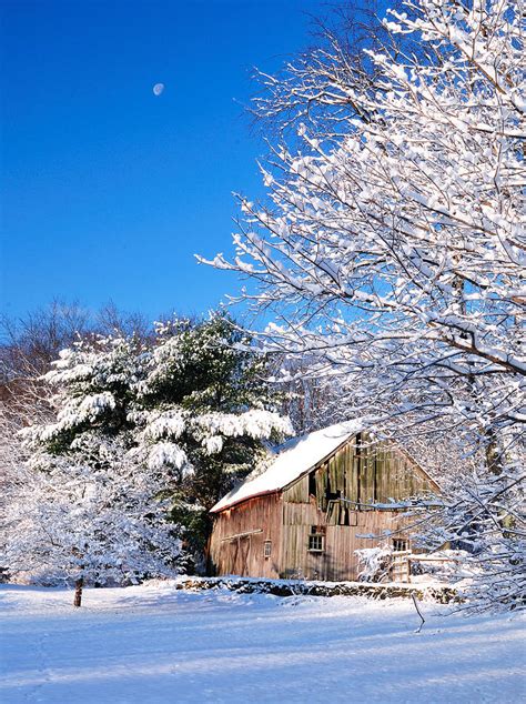 Winter Barn Scene Warren Ct Photograph By Thomas Schoeller