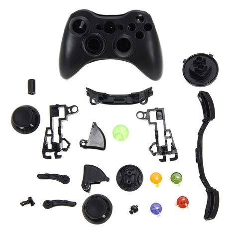 Wireless Controller Full Case Shell Cover Buttons For Xbox 360 Black