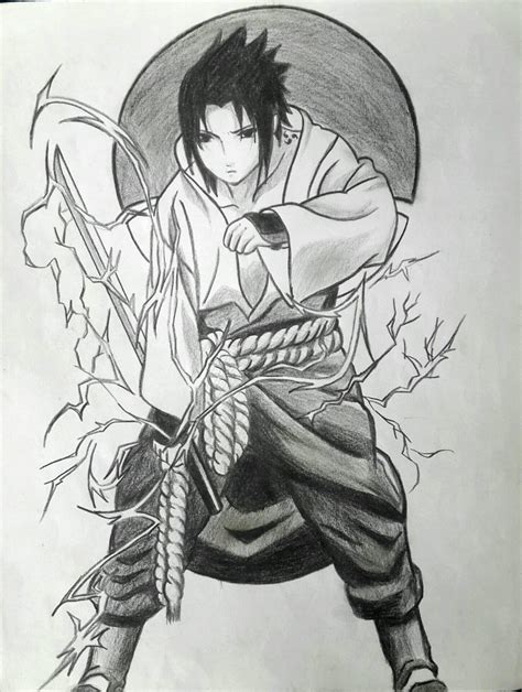 Dibujo De Sasukecon LÁpiz De Color Negro Dibujarte Amino