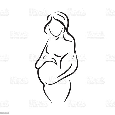 Ilustración De Silueta De Mujer Embarazada Vector De Símbolo Aislado Y