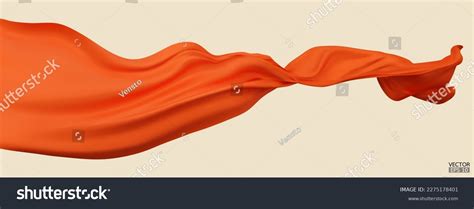 Flying Orange Silk Textile Fabric Flag Stock Vector Royalty Free