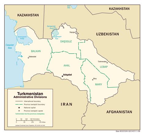 Grande Mapa De Administrativas Divisiones De Turkmenist N The