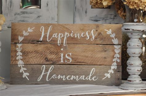 Happiness Is Homemade Rustic Home Decor Inspirational Pallet Wood Sign