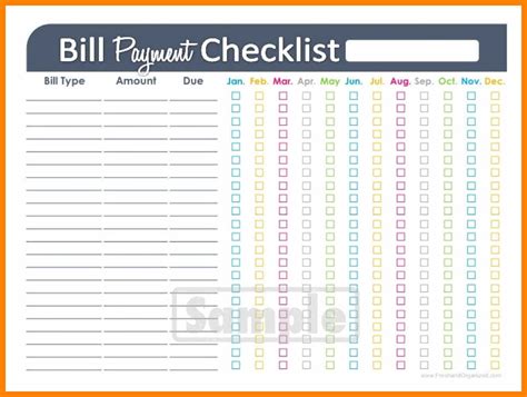 Bill Pay Spreadsheet — Db